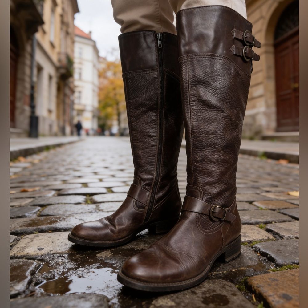 ALDO WOMENS BROWN LEATHER BOOTS SIZE 39EU/8US